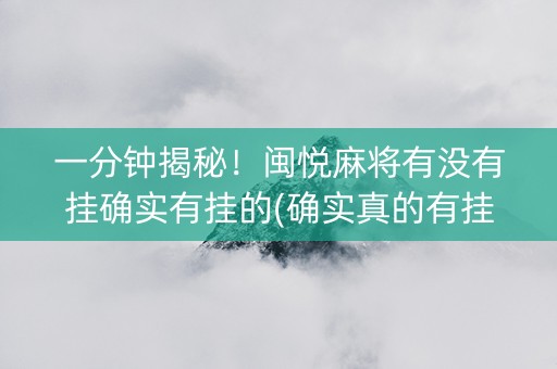 一分钟揭秘！闽悦麻将有没有挂确实有挂的(确实真的有挂)