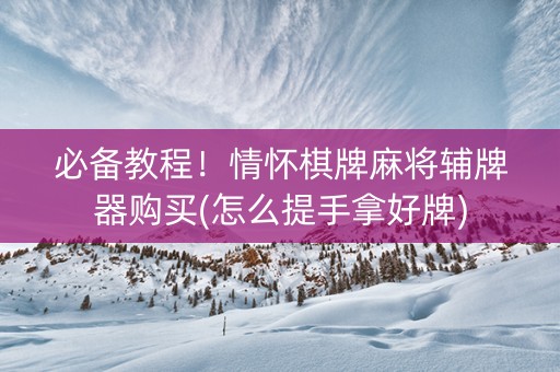 必备教程！情怀棋牌麻将辅牌器购买(怎么提手拿好牌)