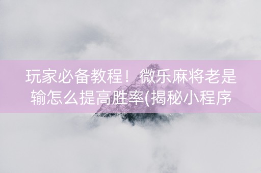 玩家必备教程！微乐麻将老是输怎么提高胜率(揭秘小程序赢的秘诀)