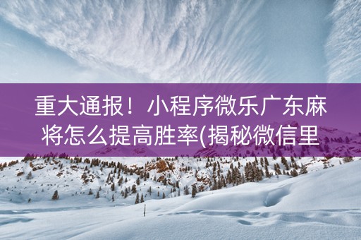 重大通报！小程序微乐广东麻将怎么提高胜率(揭秘微信里最新神器下载)
