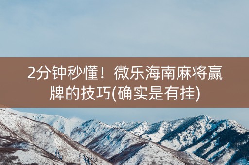 2分钟秒懂！微乐海南麻将赢牌的技巧(确实是有挂)