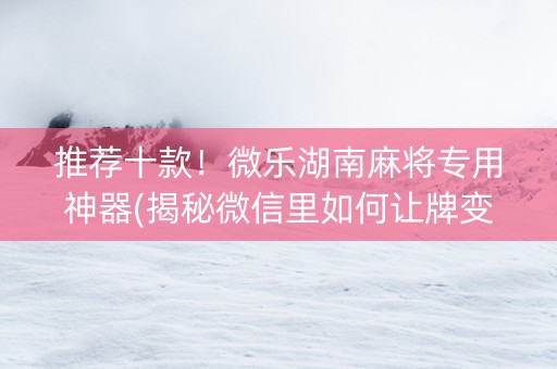 推荐十款！微乐湖南麻将专用神器(揭秘微信里如何让牌变好)