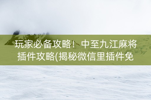 玩家必备攻略！中至九江麻将插件攻略(揭秘微信里插件免费)