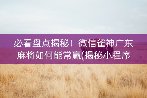 必看盘点揭秘！微信雀神广东麻将如何能常赢(揭秘小程序胡牌神器)