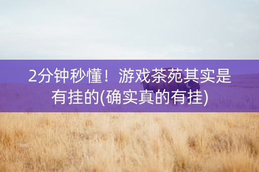 2分钟秒懂！游戏茶苑其实是有挂的(确实真的有挂)
