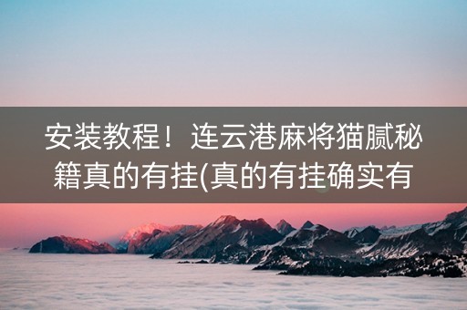 安装教程！连云港麻将猫腻秘籍真的有挂(真的有挂确实有挂)