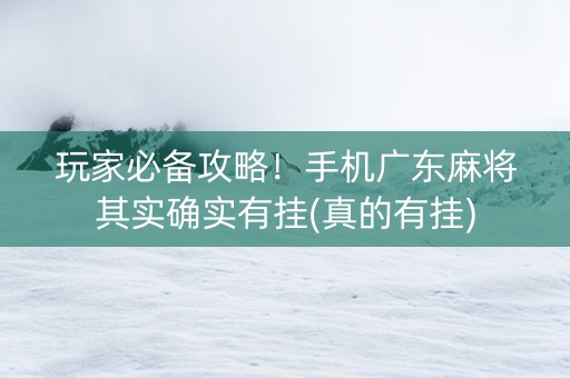 玩家必备攻略！手机广东麻将其实确实有挂(真的有挂)
