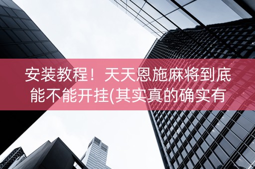 安装教程！天天恩施麻将到底能不能开挂(其实真的确实有挂)