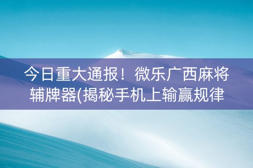 今日重大通报！微乐广西麻将辅牌器(揭秘手机上输赢规律)