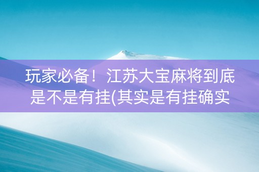 玩家必备！江苏大宝麻将到底是不是有挂(其实是有挂确实有挂)