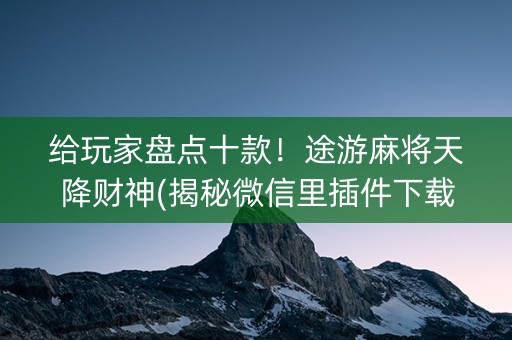 给玩家盘点十款！途游麻将天降财神(揭秘微信里插件下载)
