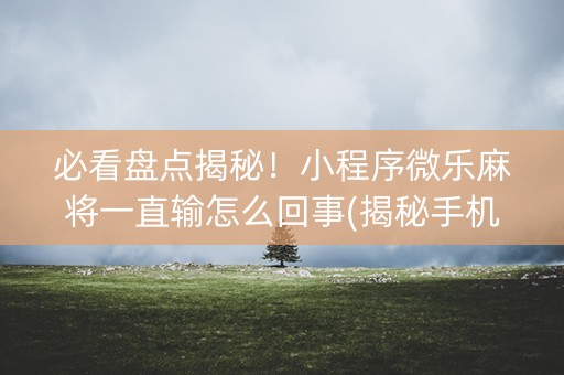 必看盘点揭秘！小程序微乐麻将一直输怎么回事(揭秘手机上最新神器下载)