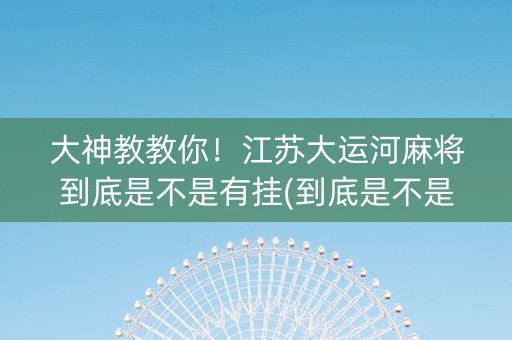 大神教教你！江苏大运河麻将到底是不是有挂(到底是不是有挂)