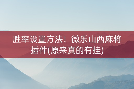 胜率设置方法！微乐山西麻将插件(原来真的有挂)