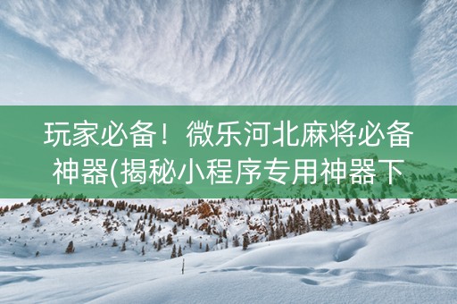 玩家必备！微乐河北麻将必备神器(揭秘小程序专用神器下载)