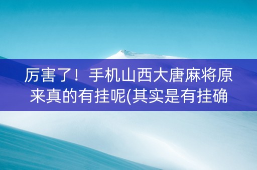 厉害了！手机山西大唐麻将原来真的有挂呢(其实是有挂确实有挂)