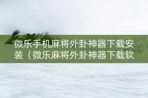 微乐手机麻将外卦神器下载安装（微乐麻将外卦神器下载软件）