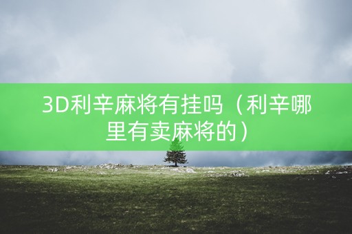 3D利辛麻将有挂吗（利辛哪里有卖麻将的）