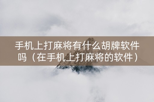 手机上打麻将有什么胡牌软件吗（在手机上打麻将的软件）