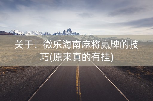 关于！微乐海南麻将赢牌的技巧(原来真的有挂)