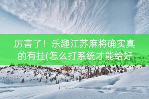 厉害了！乐趣江苏麻将确实真的有挂(怎么打系统才能给好牌)