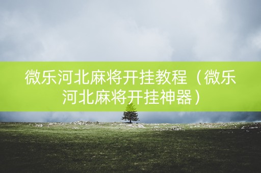 微乐河北麻将开挂教程（微乐河北麻将开挂神器）