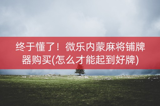 终于懂了！微乐内蒙麻将铺牌器购买(怎么才能起到好牌)