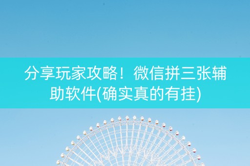 分享玩家攻略！微信拼三张辅助软件(确实真的有挂)
