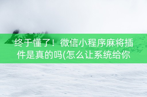 终于懂了！微信小程序麻将插件是真的吗(怎么让系统给你发好牌)
