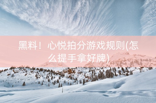 黑料！心悦拍分游戏规则(怎么提手拿好牌)