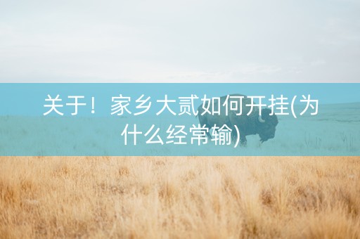 关于！家乡大贰如何开挂(为什么经常输)