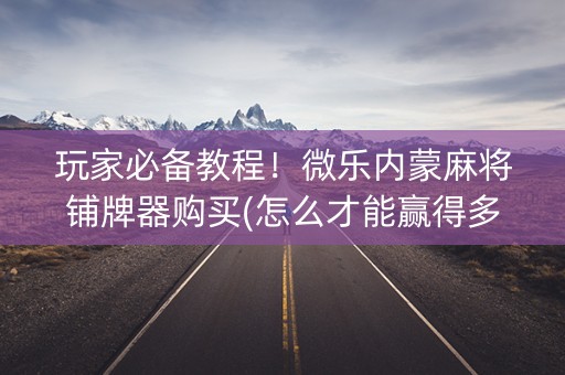 玩家必备教程！微乐内蒙麻将铺牌器购买(怎么才能赢得多)