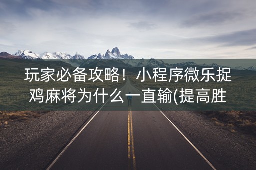 玩家必备攻略！小程序微乐捉鸡麻将为什么一直输(提高胜率软件)
