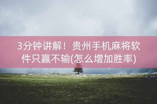 3分钟讲解！贵州手机麻将软件只赢不输(怎么增加胜率)