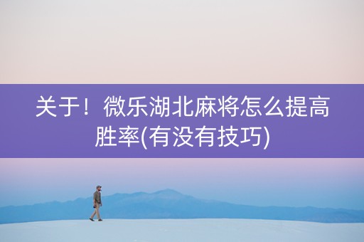 关于！微乐湖北麻将怎么提高胜率(有没有技巧)