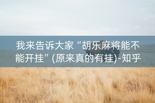 我来告诉大家“胡乐麻将能不能开挂”(原来真的有挂)-知乎