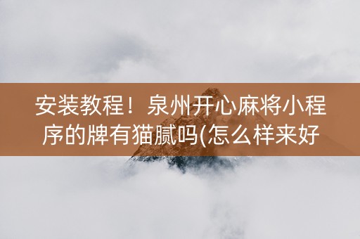 安装教程！泉州开心麻将小程序的牌有猫腻吗(怎么样来好牌)
