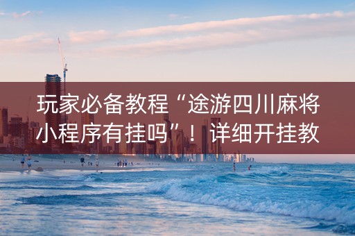 玩家必备教程“途游四川麻将小程序有挂吗”！详细开挂教程（确实真的有挂)-知乎