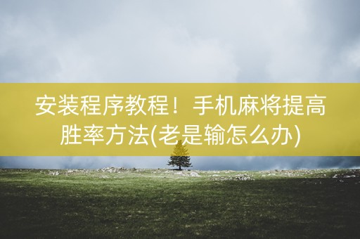 安装程序教程！手机麻将提高胜率方法(老是输怎么办)