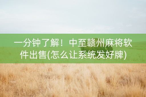 一分钟了解！中至赣州麻将软件出售(怎么让系统发好牌)