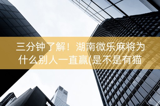 三分钟了解！湖南微乐麻将为什么别人一直赢(是不是有猫腻)