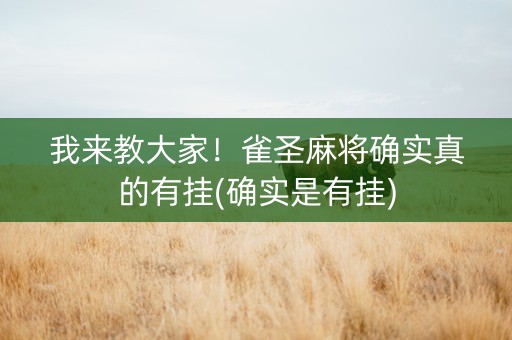 我来教大家！雀圣麻将确实真的有挂(确实是有挂)