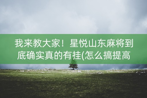 我来教大家！星悦山东麻将到底确实真的有挂(怎么搞提高胜率)