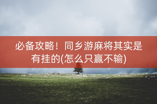 必备攻略！同乡游麻将其实是有挂的(怎么只赢不输)
