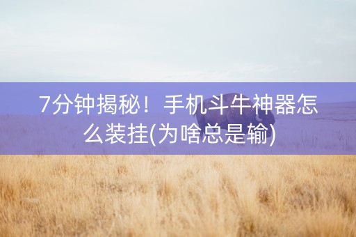7分钟揭秘！手机斗牛神器怎么装挂(为啥总是输)