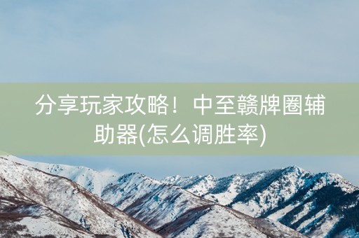 分享玩家攻略！中至赣牌圈辅助器(怎么调胜率)