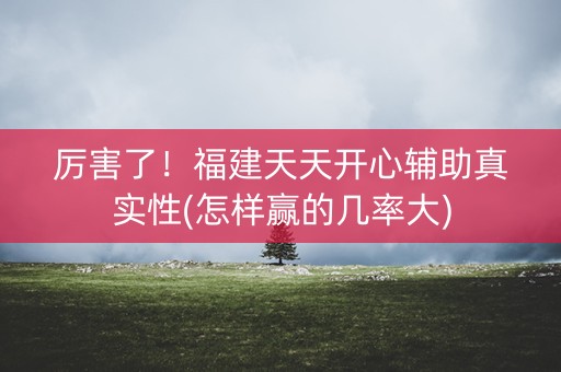 厉害了！福建天天开心辅助真实性(怎样赢的几率大)