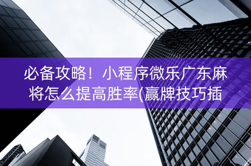 必备攻略！小程序微乐广东麻将怎么提高胜率(赢牌技巧插件安装)