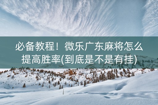 必备教程！微乐广东麻将怎么提高胜率(到底是不是有挂)