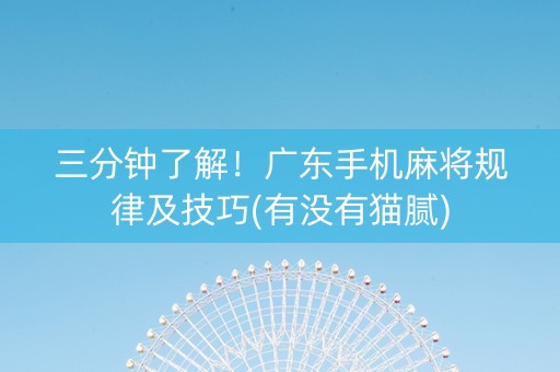 三分钟了解！广东手机麻将规律及技巧(有没有猫腻)